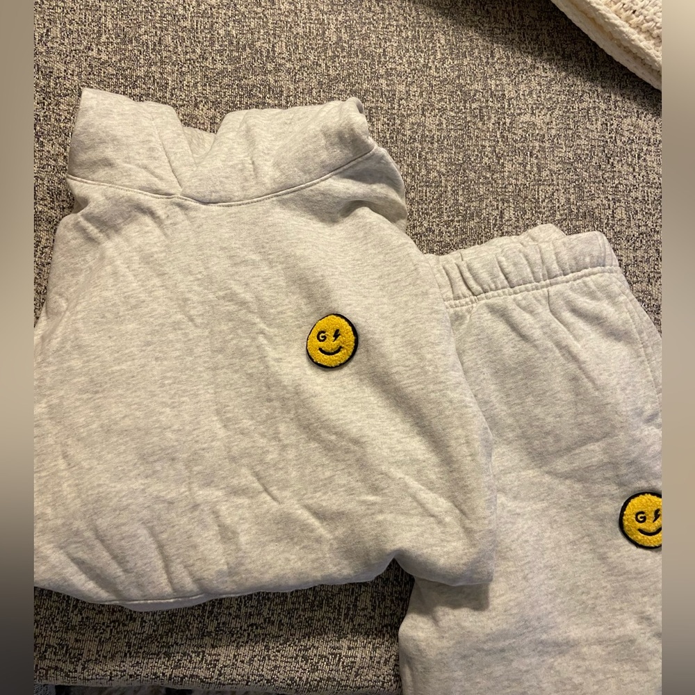 Hollister Gilly Hicks sweatshirt and jogger set with smiley face